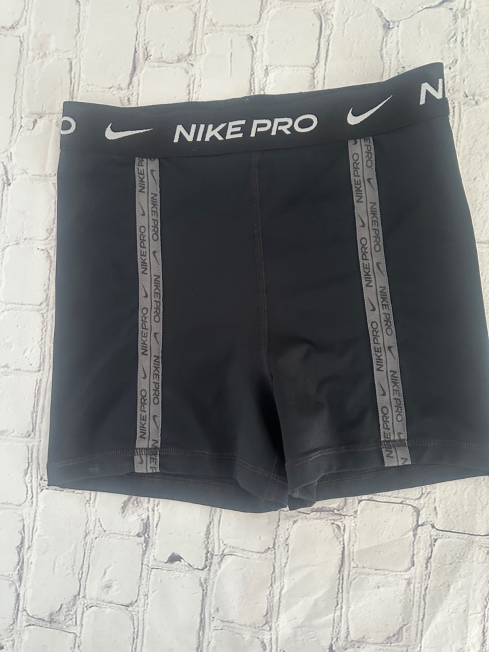 Nike Black Pro Compression Bike Shorts with Gray Logo Trim